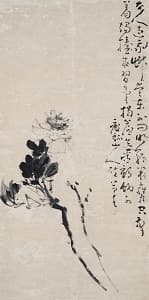 黄慎「墨牡丹」