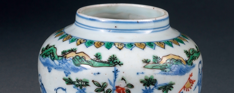 中国骨董品：赤絵（五彩）の陶磁器